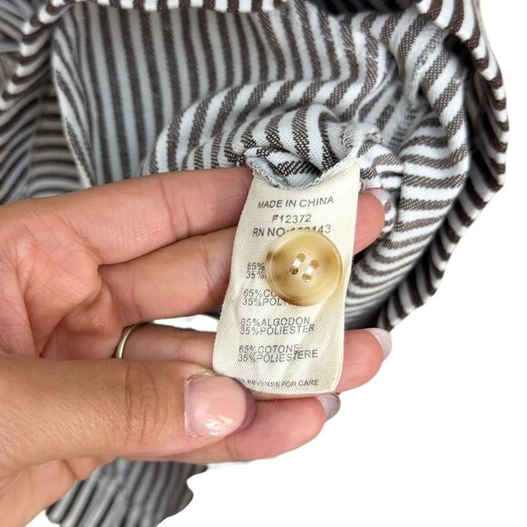 FRNCH Paris Striped Belted Romper Brown White Large Smart Coastal Preppy - Picture 8 of 9